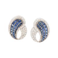 WHITE GOLD, SAPPHIRE AND DIAMOND EARRINGS