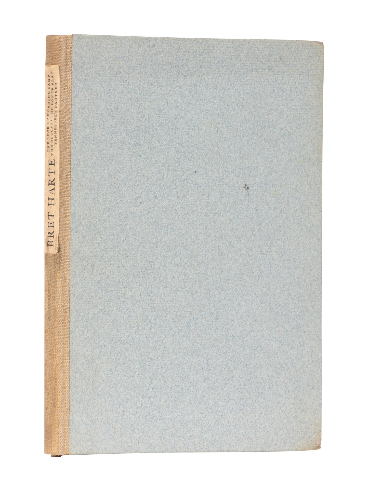 [JOHN HENRY NASH – BOOK CLUB OF CALIFORNIA]. HARTE, Bret (1836-1902). The Luck of Roaring Camp. The Outcasts of Poker Flat. Tennessee's Partner . San Francisco: The Book Club of California, 1916.