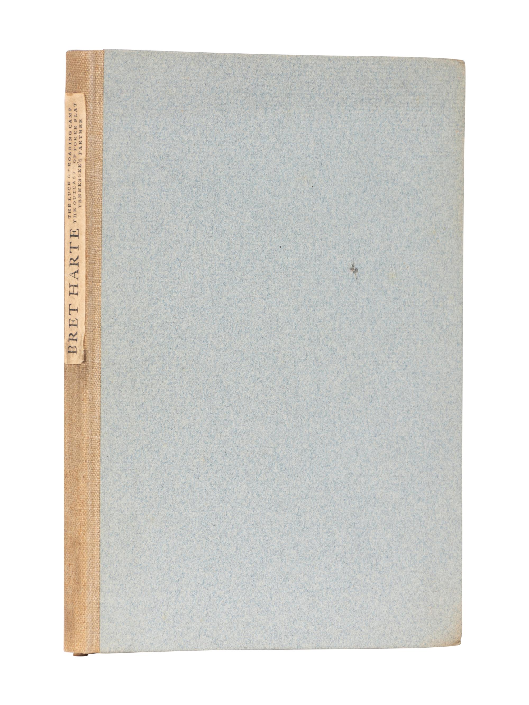 [JOHN HENRY NASH – BOOK CLUB OF CALIFORNIA]. HARTE, Bret (1836-1902). The Luck of Roaring Camp. The Outcasts of Poker Flat. Tennessee's Partner . San Francisco: The Book Club of California, 1916.