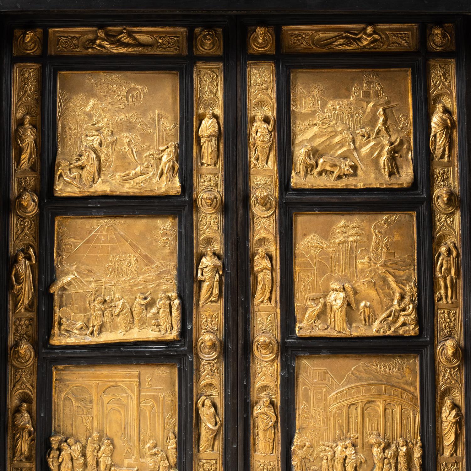 A Patinated and Gilt Bronze Model of the Gates of Paradise