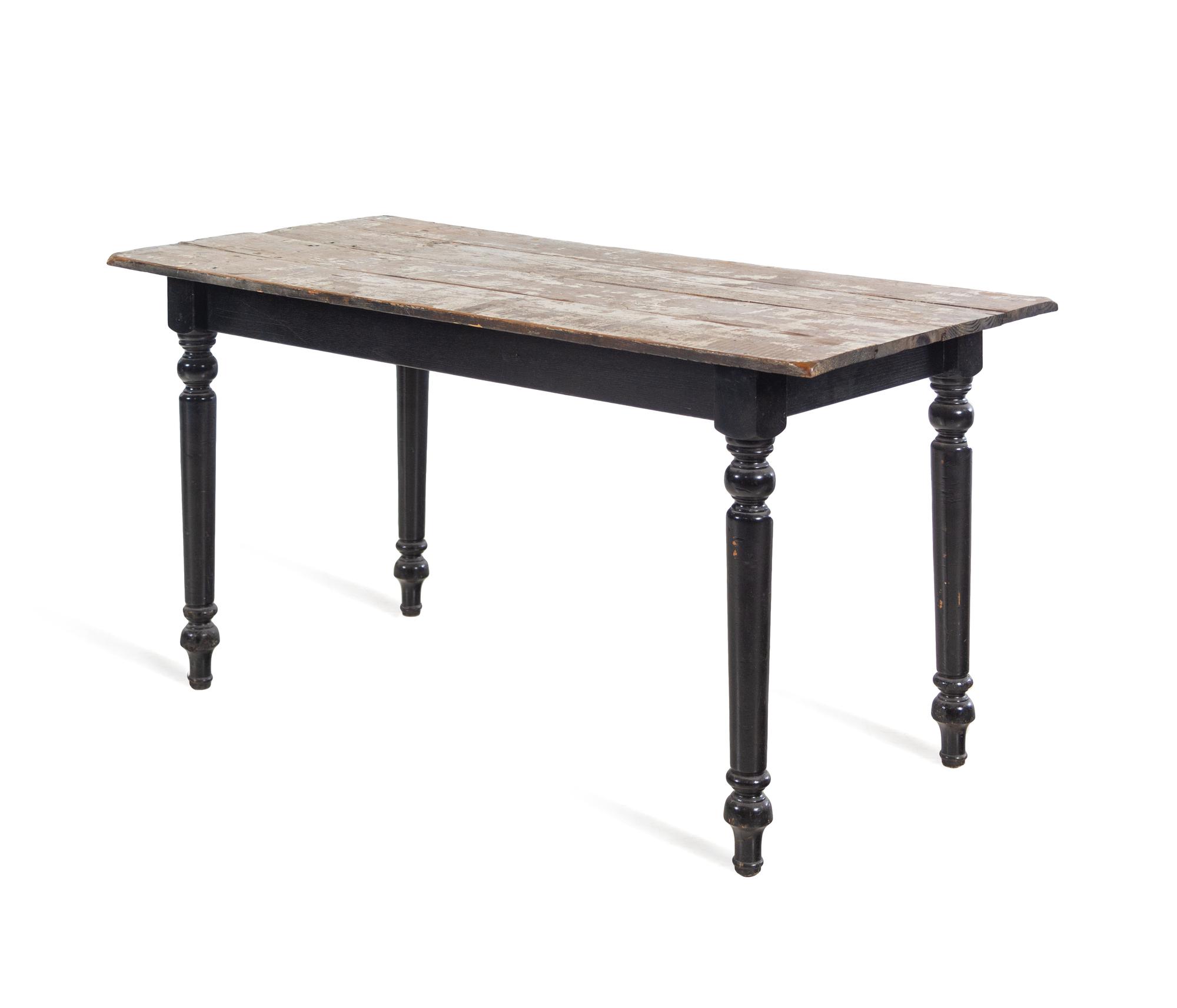 A French Provincial Painted and Parcel Ebonized Dining Table