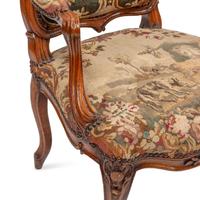 A Set of Four Louis XV Tapestry-Upholstered Armchairs