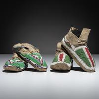 Central and Southern Plains Child's Beaded Hide Moccasins