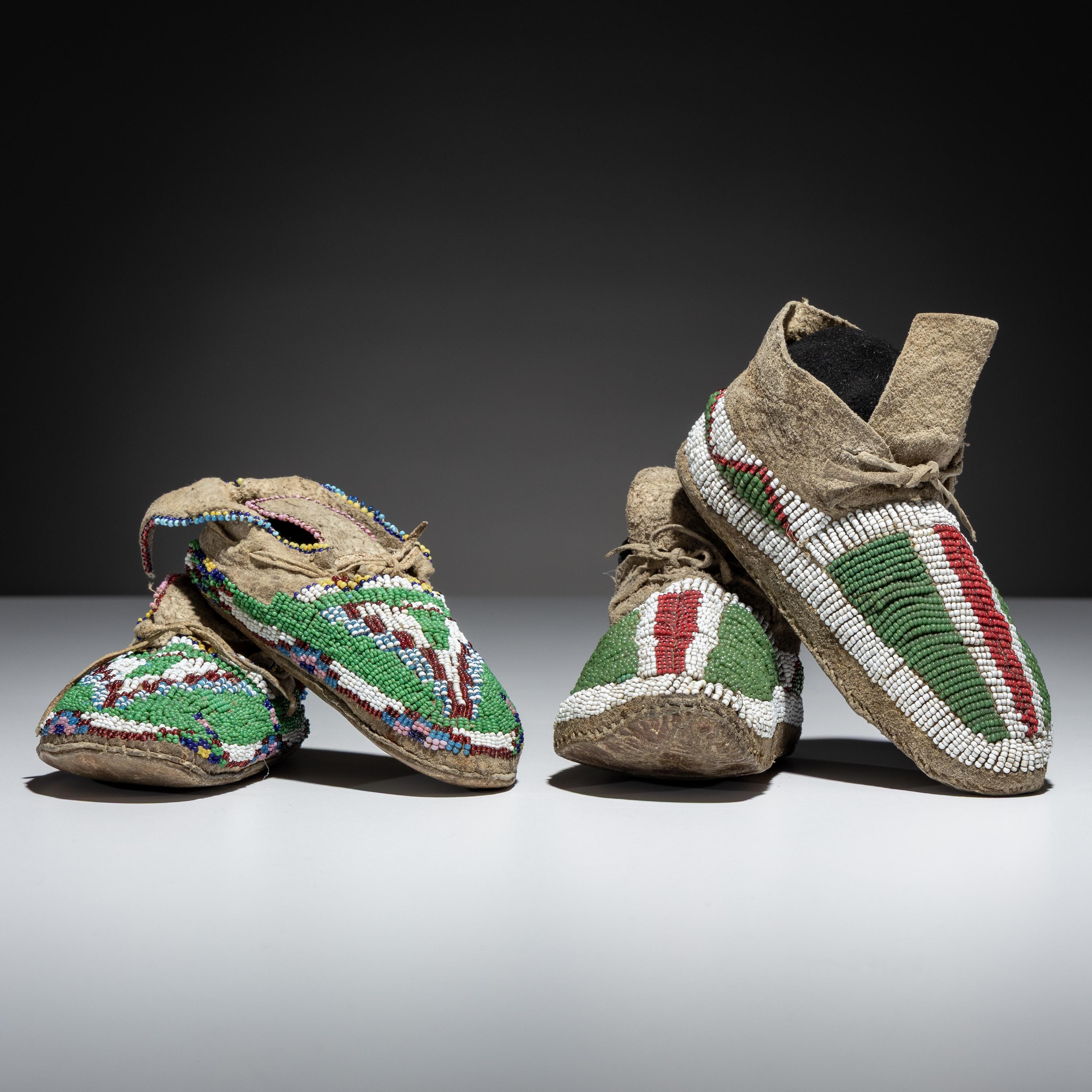 Central and Southern Plains Child's Beaded Hide Moccasins