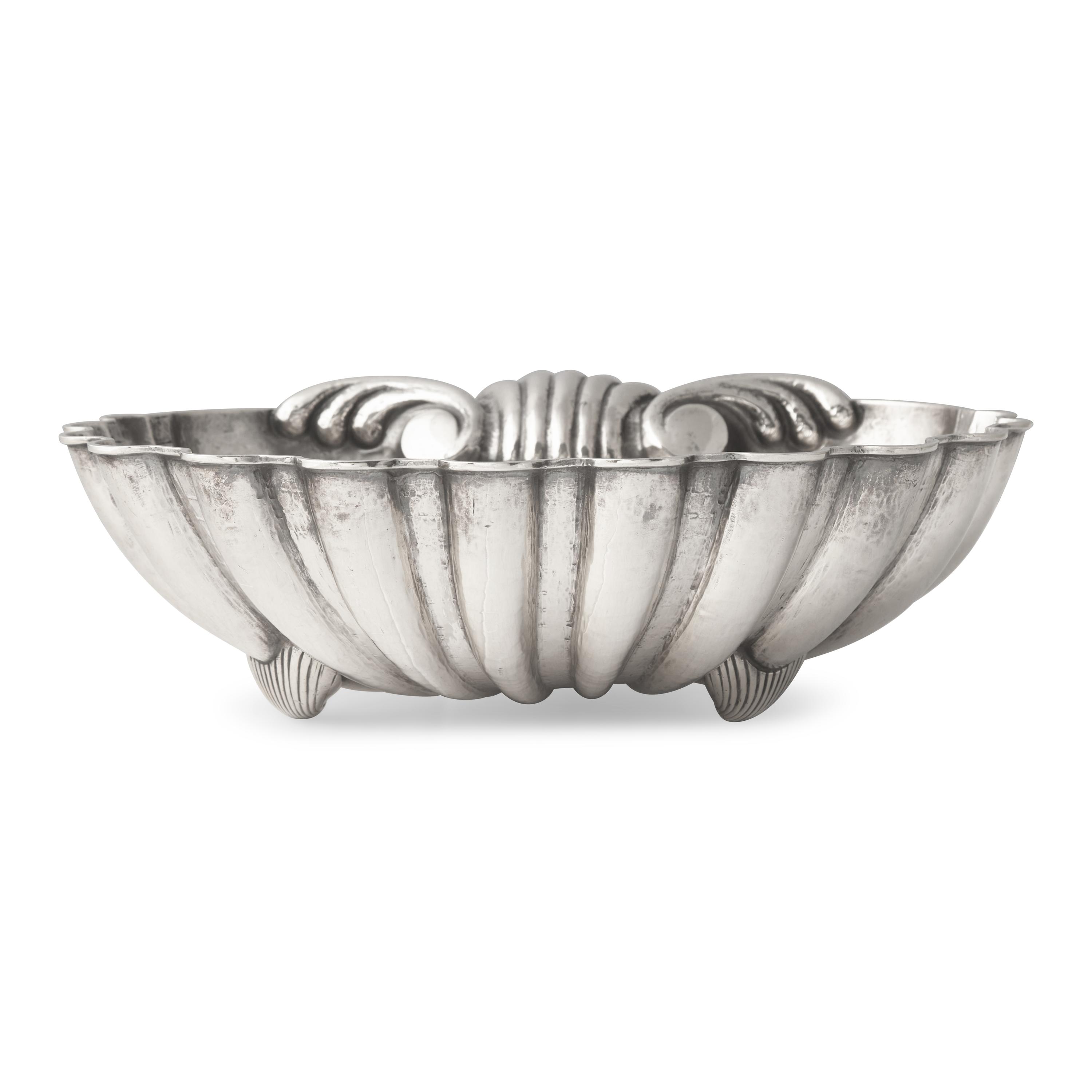 An Italian Silver Grotto Style Shell-Form Bonbon Dish