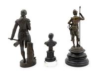 Three Bronze and Patinated Metal Figures