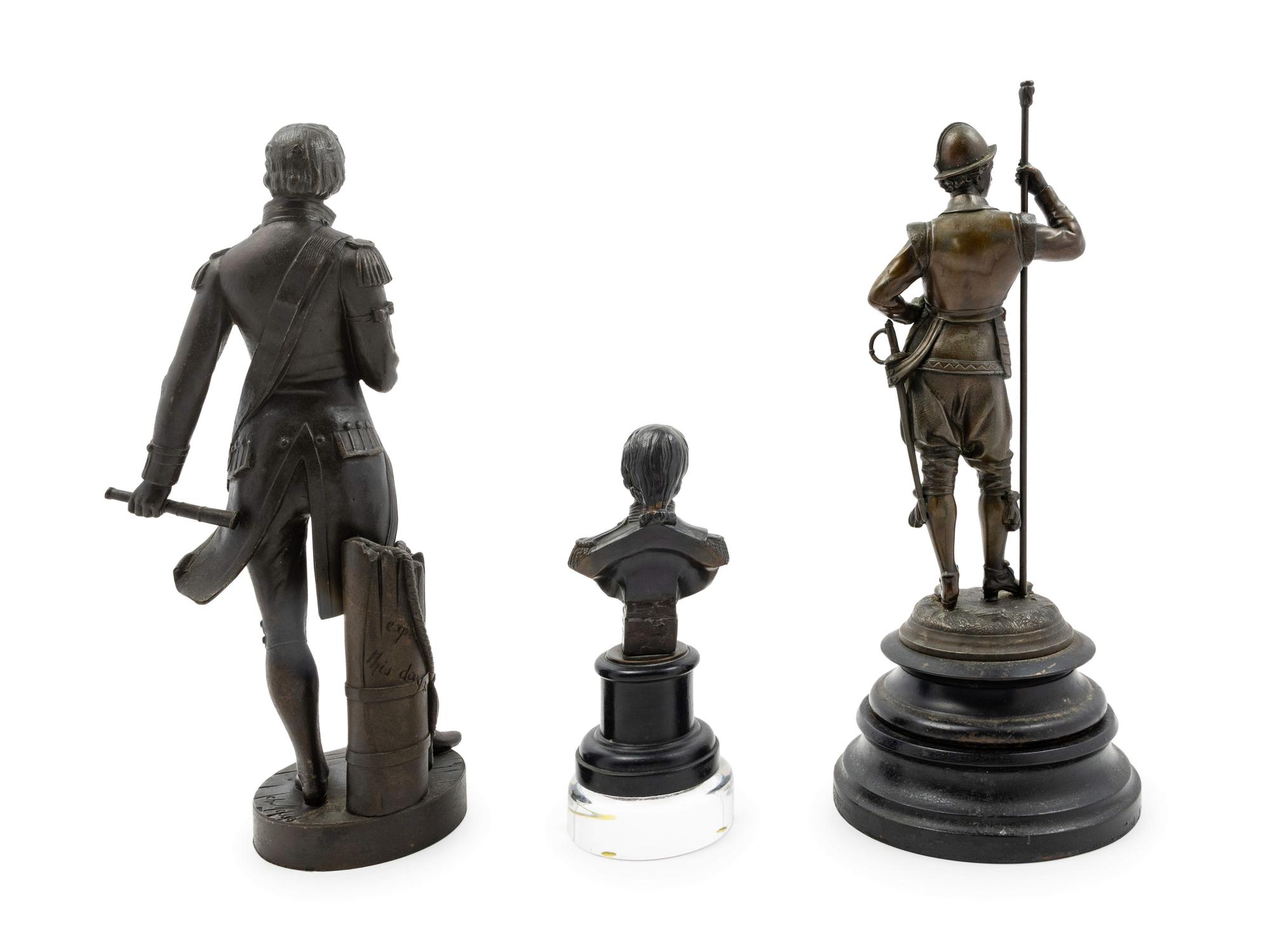 Three Bronze and Patinated Metal Figures