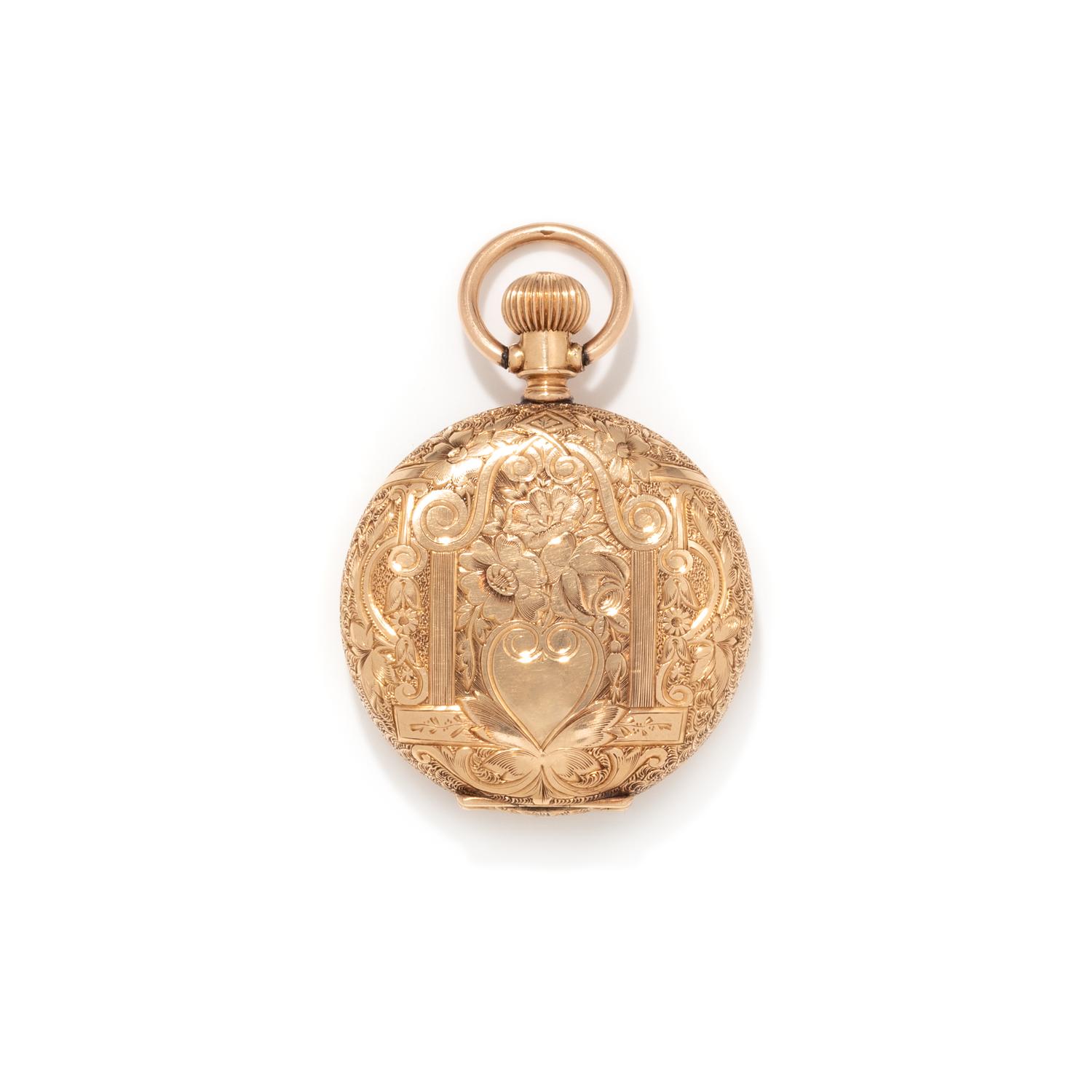 ELGIN, 14K YELLOW GOLD HUNTER CASE POCKET WATCH