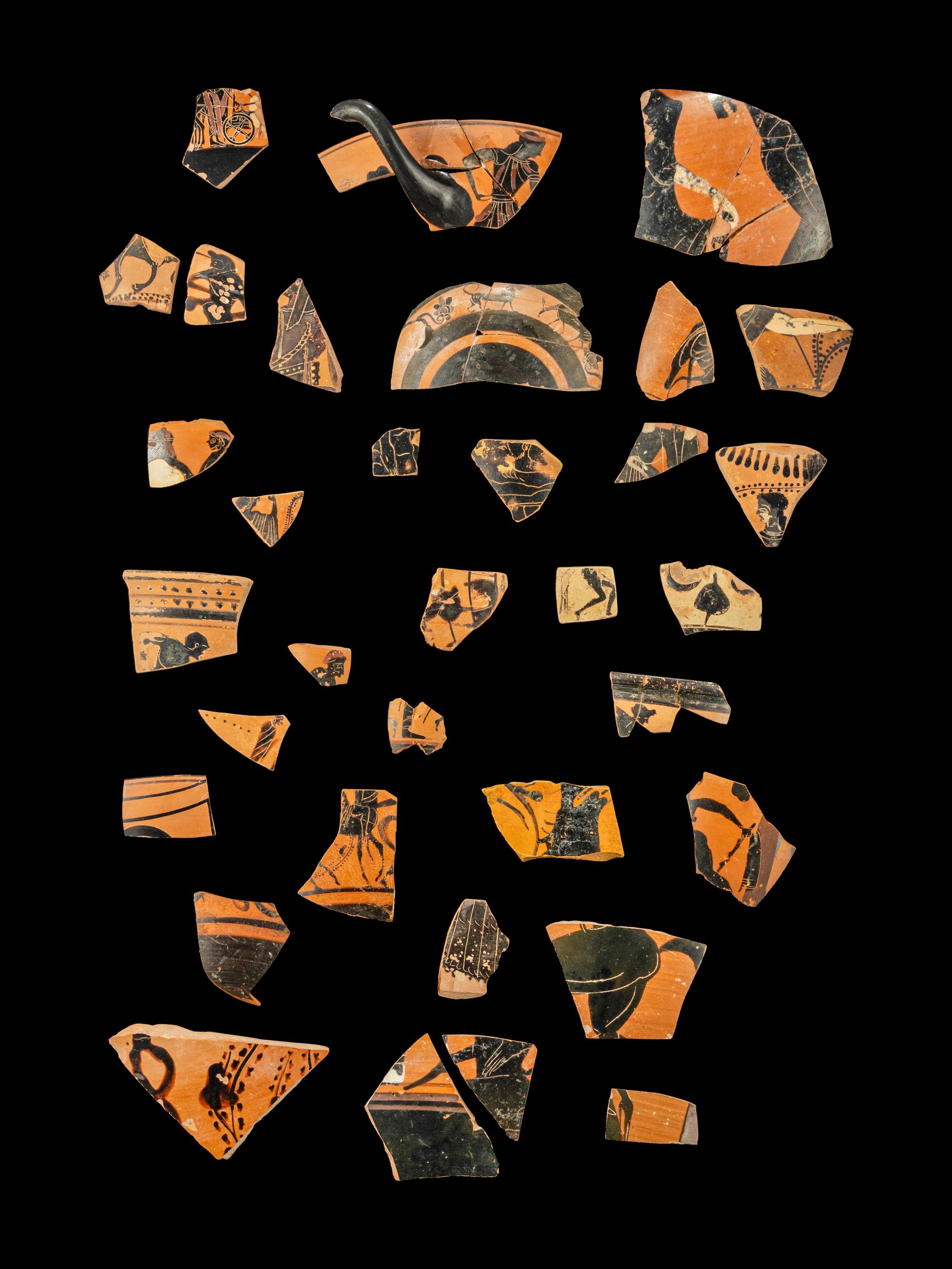 36 Attic Black-Figured Vase Fragments