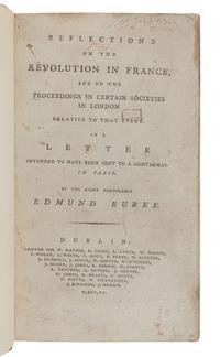 [THE FRENCH REVOLUTION]. A sammelband of Dublin editions of works by Edmund Burke, Joseph Priestley, Rev. R. Nares, William Eden, and Charles-Francois Dumouriez, comprising: