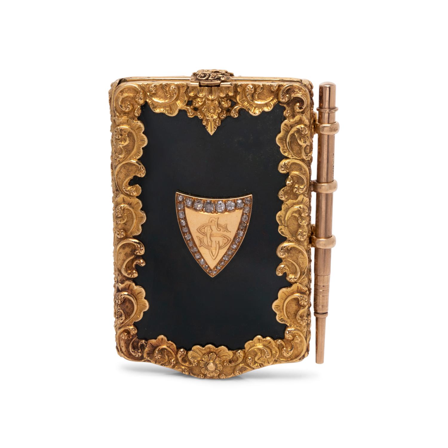 A Gold and Diamond Mounted Bloodstone Aide-Mémoire