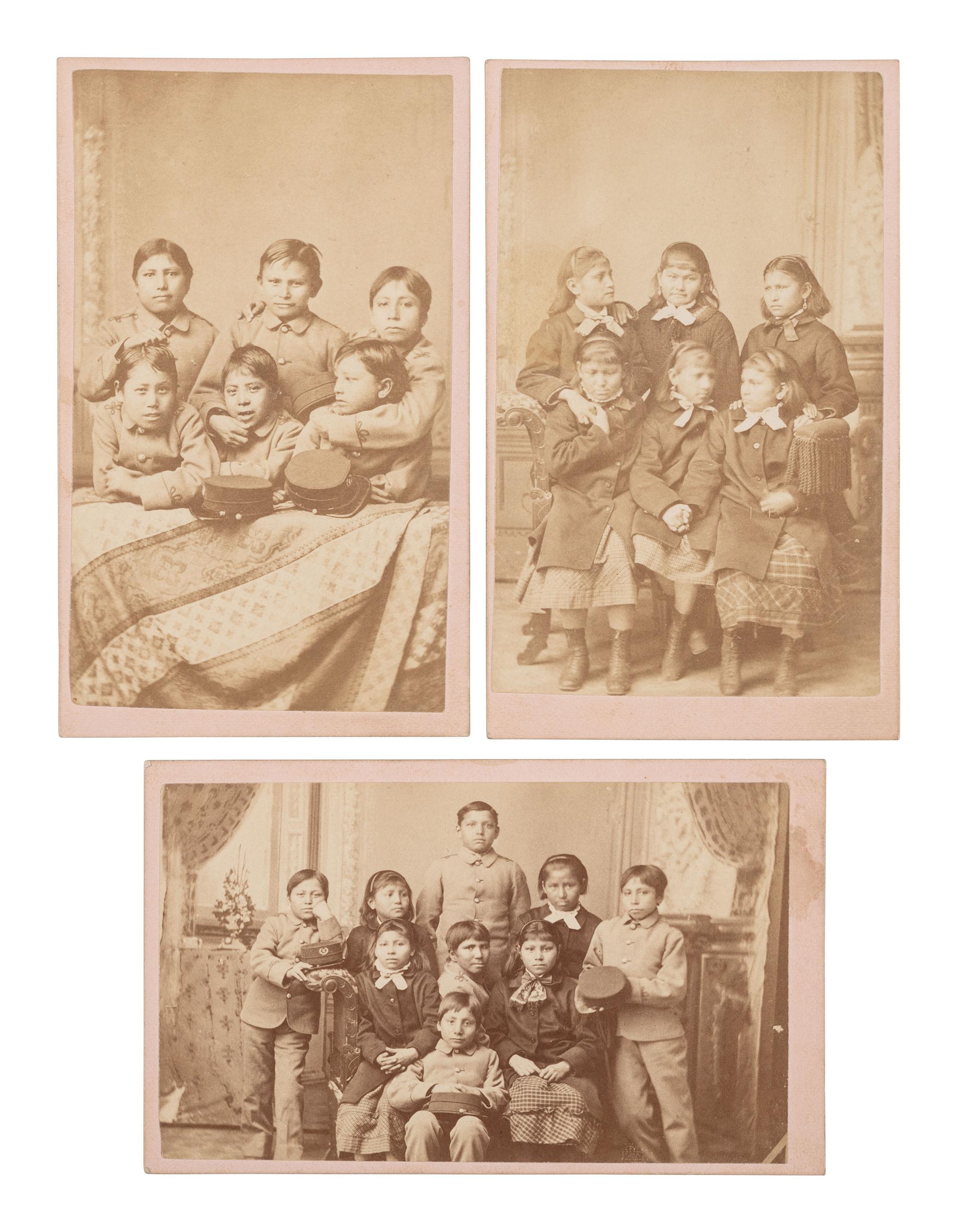 CHOATE, John N. (1848-1902), photographer. A group of 3 CDVs of Native American students at the Carlisle Indian School. Ca 1879.