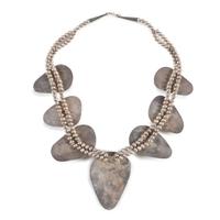 Large Navajo Silver and Turquoise Necklace