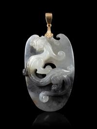 A Grey and Black Jade Pendant