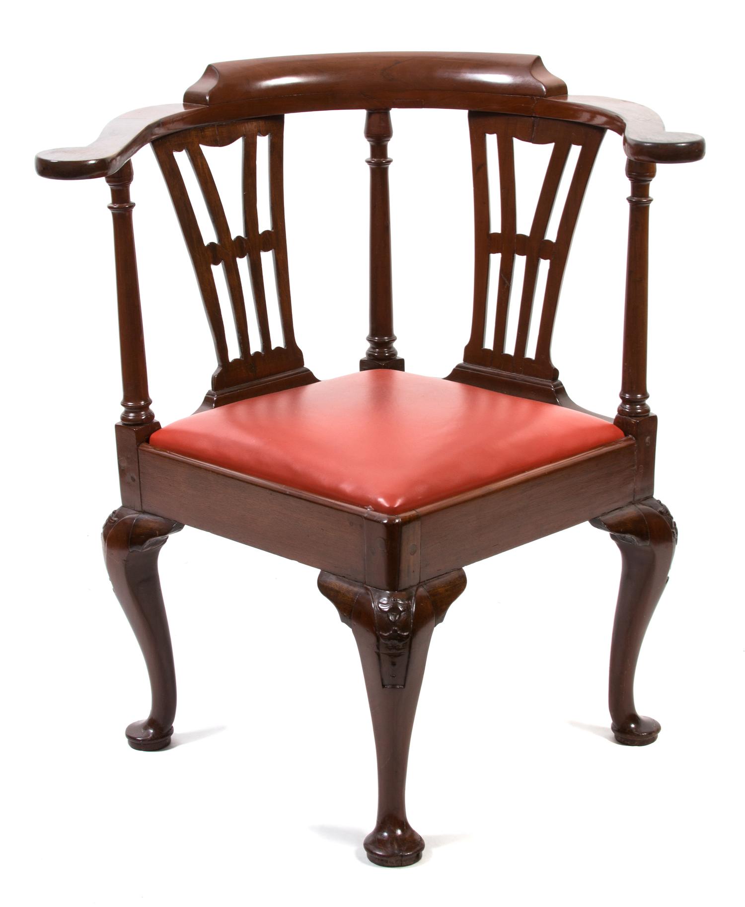 A Georgian Style Mahogany Corner Chair Height 33 inches. — 19TH CENTURY