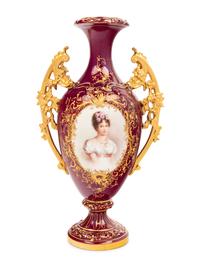 A Continental Porcelain Portrait Vase