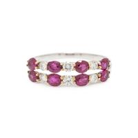 UNHEATED BURMESE RUBY AND DIAMOND RING