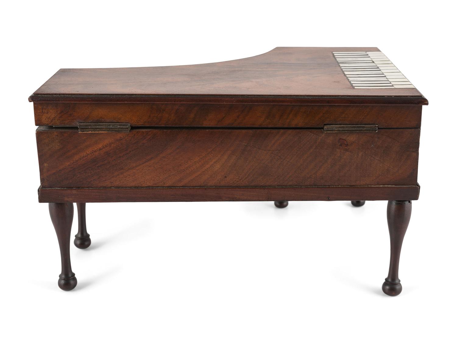 A Regency Mahogany Piano-Form Sewing and Music Box