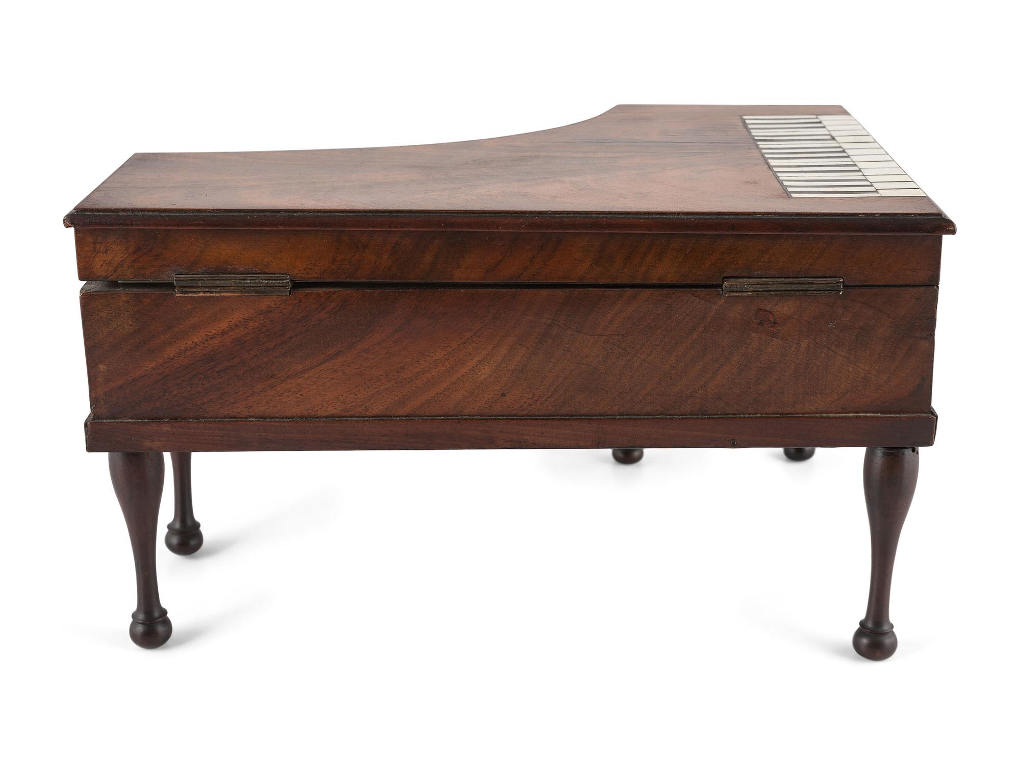A Regency Mahogany Piano-Form Sewing and Music Box