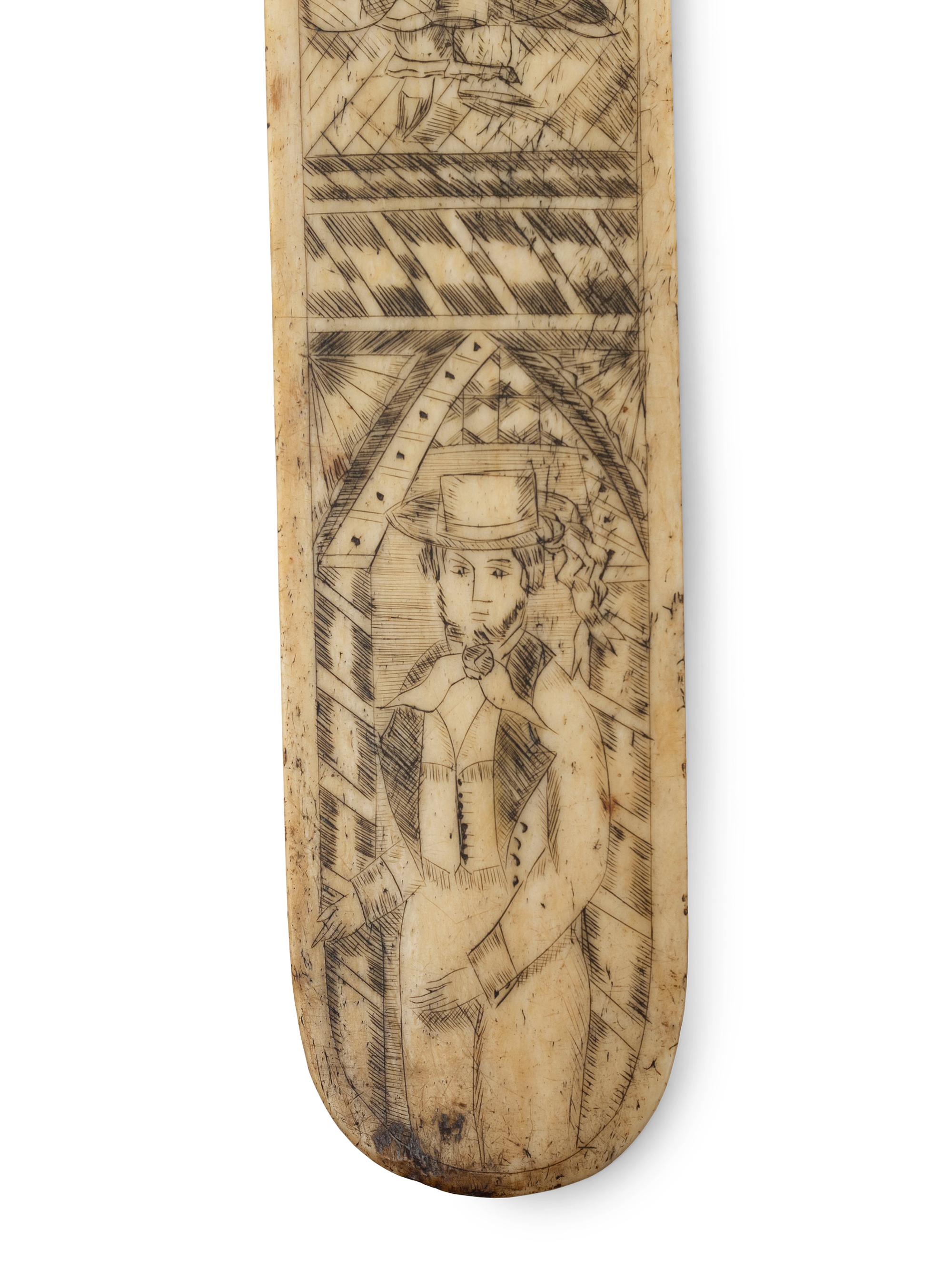 A Scrimshaw Corset Busk with Man and Woman