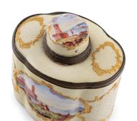 A South Staffordshire Enamel Tea Caddy and Étui