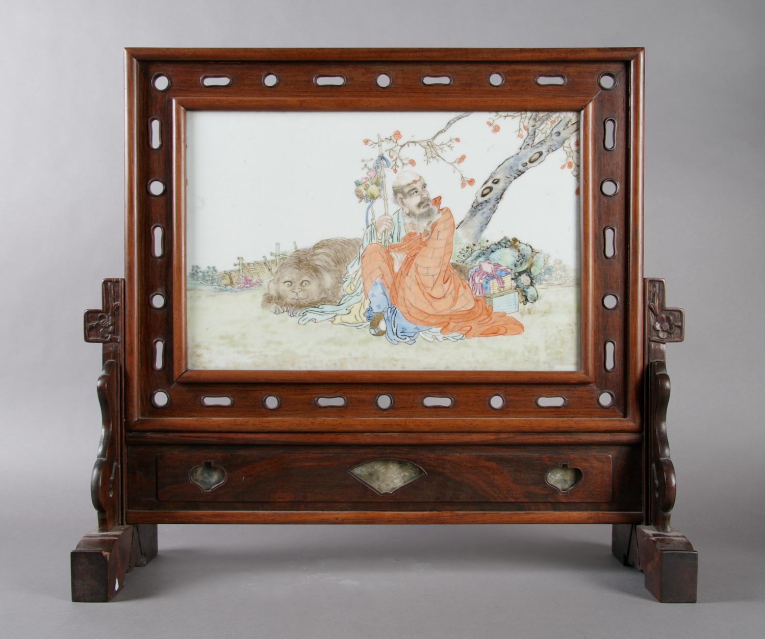 A Chinese Porcelain Plaque, Height of plaque 9 3/4 x width 14 3/4 inches.
