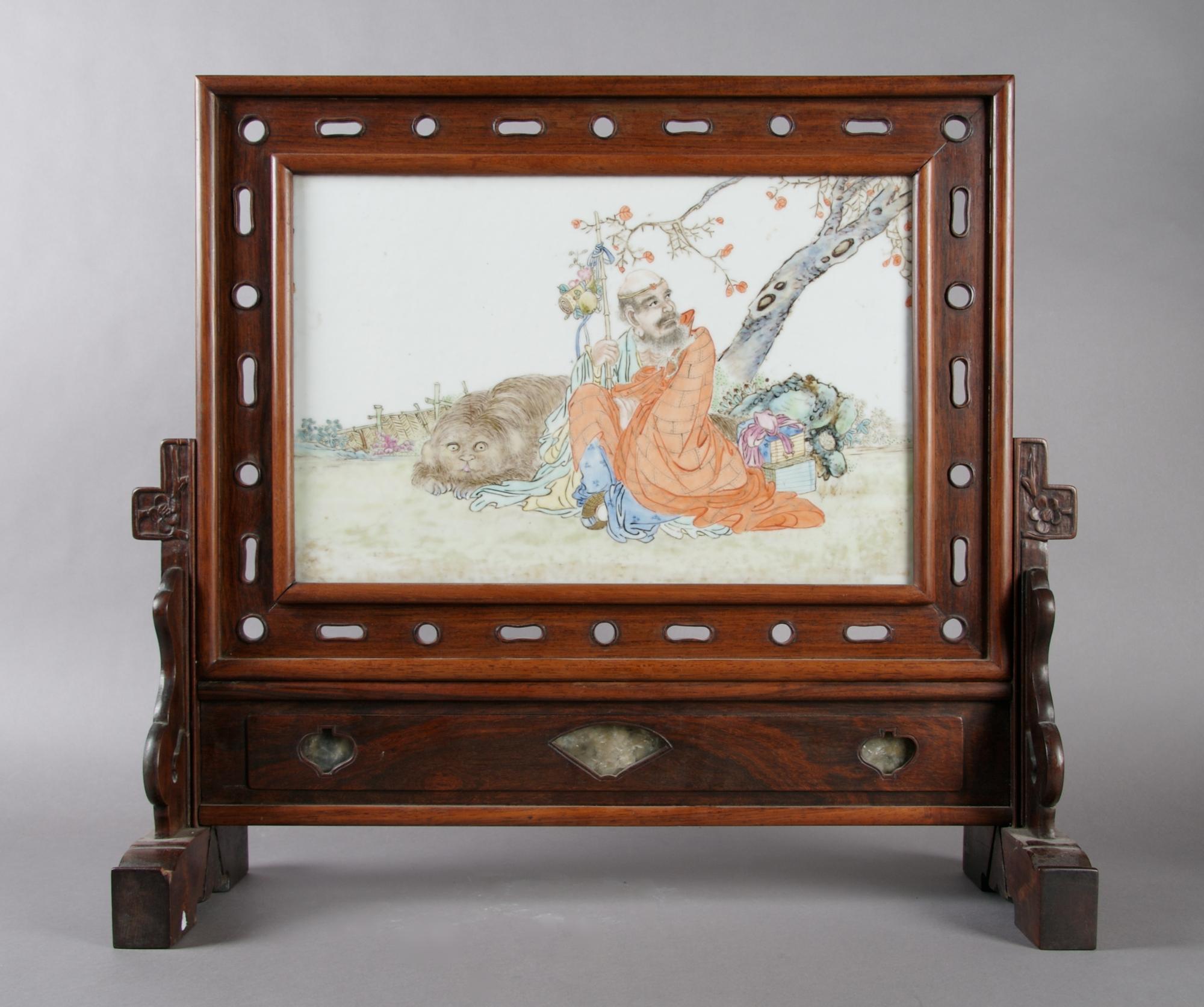 A Chinese Porcelain Plaque, Height of plaque 9 3/4 x width 14 3/4 inches.
