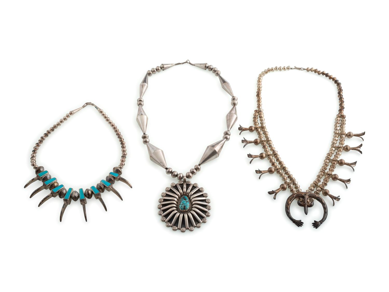 Navajo Silver and Turquoise Necklaces