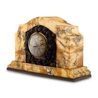 Attributed to Edgar Brandt Art Deco, c. 1930 — An Art Deco Marble and Silvered Bronze Mantel Clock
