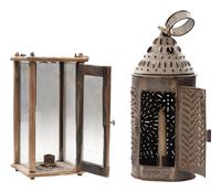 [AMERICANA]. A group of lighting implements and a footstool. Ca 18th - early 19th century.