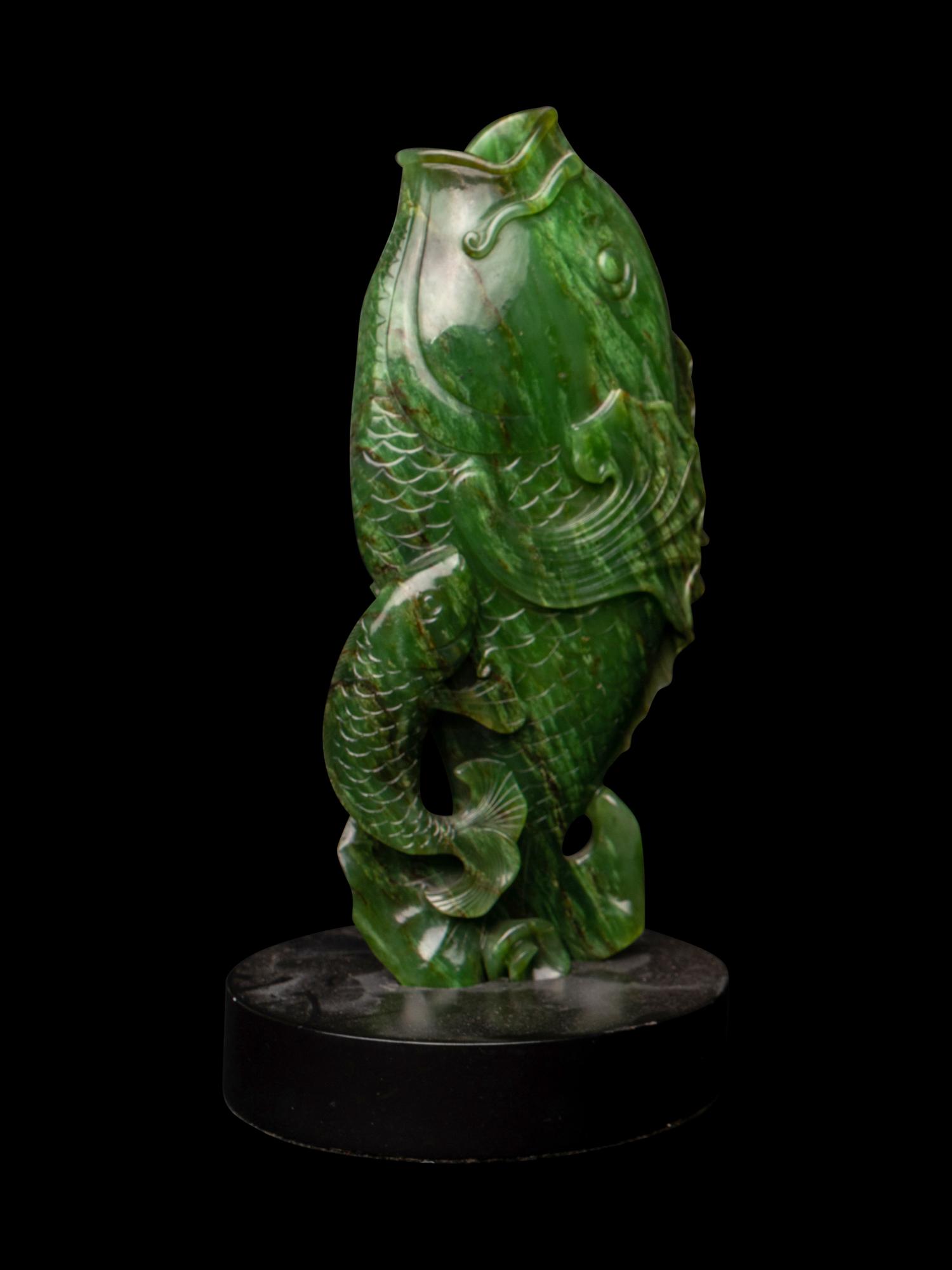 Three Chinese Green Hardstone Carvings