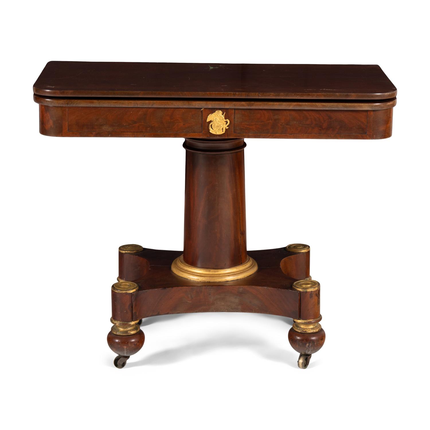 A Classical Mahogany and Parcel Gilt Game Table