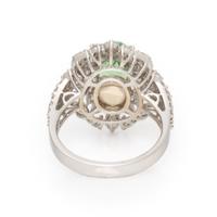 Tsavorite Garnet, Diamond, and White Gold Ring