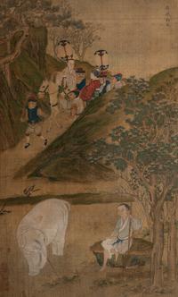 Three Chinese Ink and Color on Silk Paintings