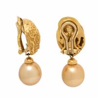 Yvel, Cultured Pearl and Yellow Gold Earrings