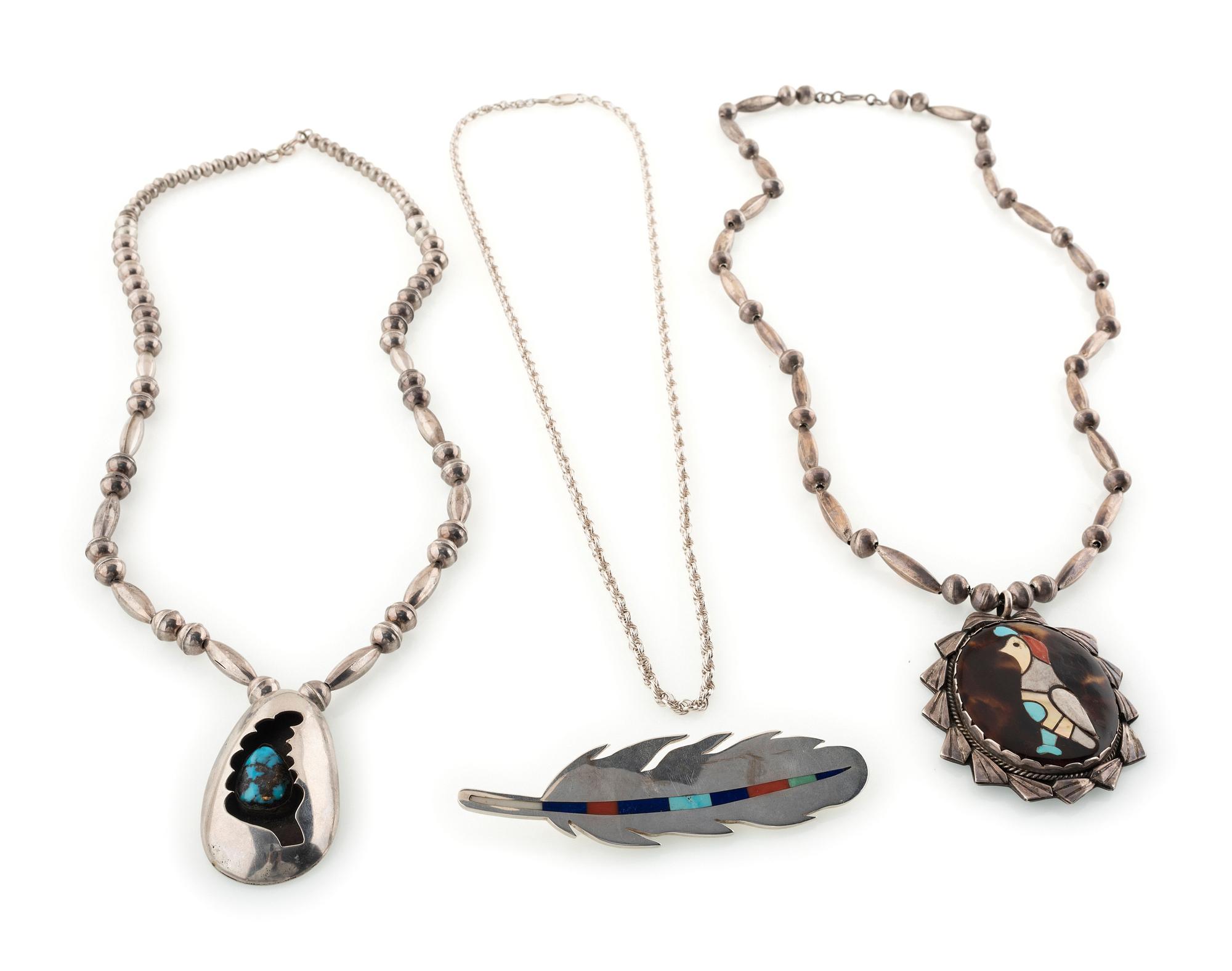 Navajo, Zuni, and Hopi Silver Necklaces