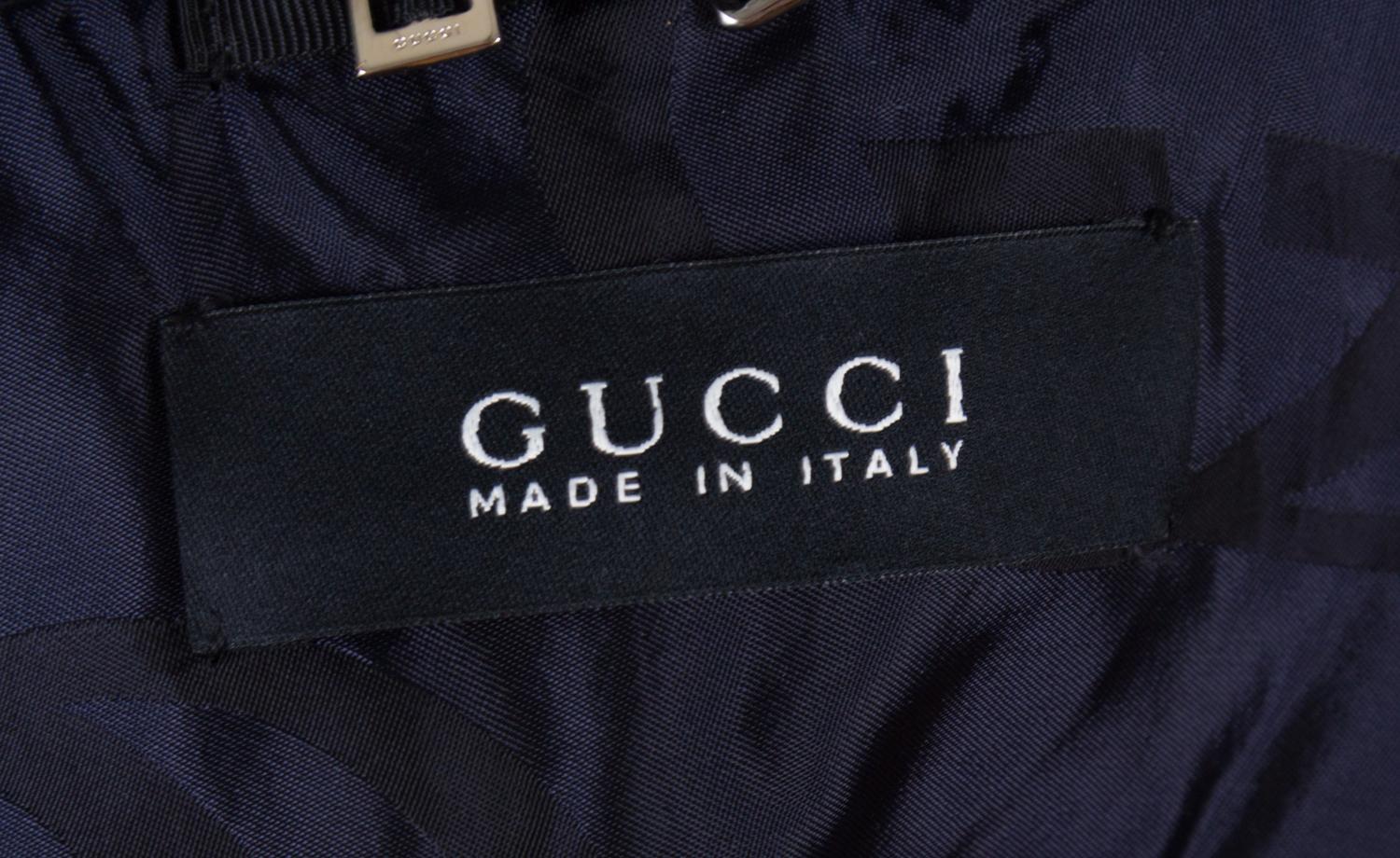 A Gucci Blue Fur Crop Vest, Size 42.