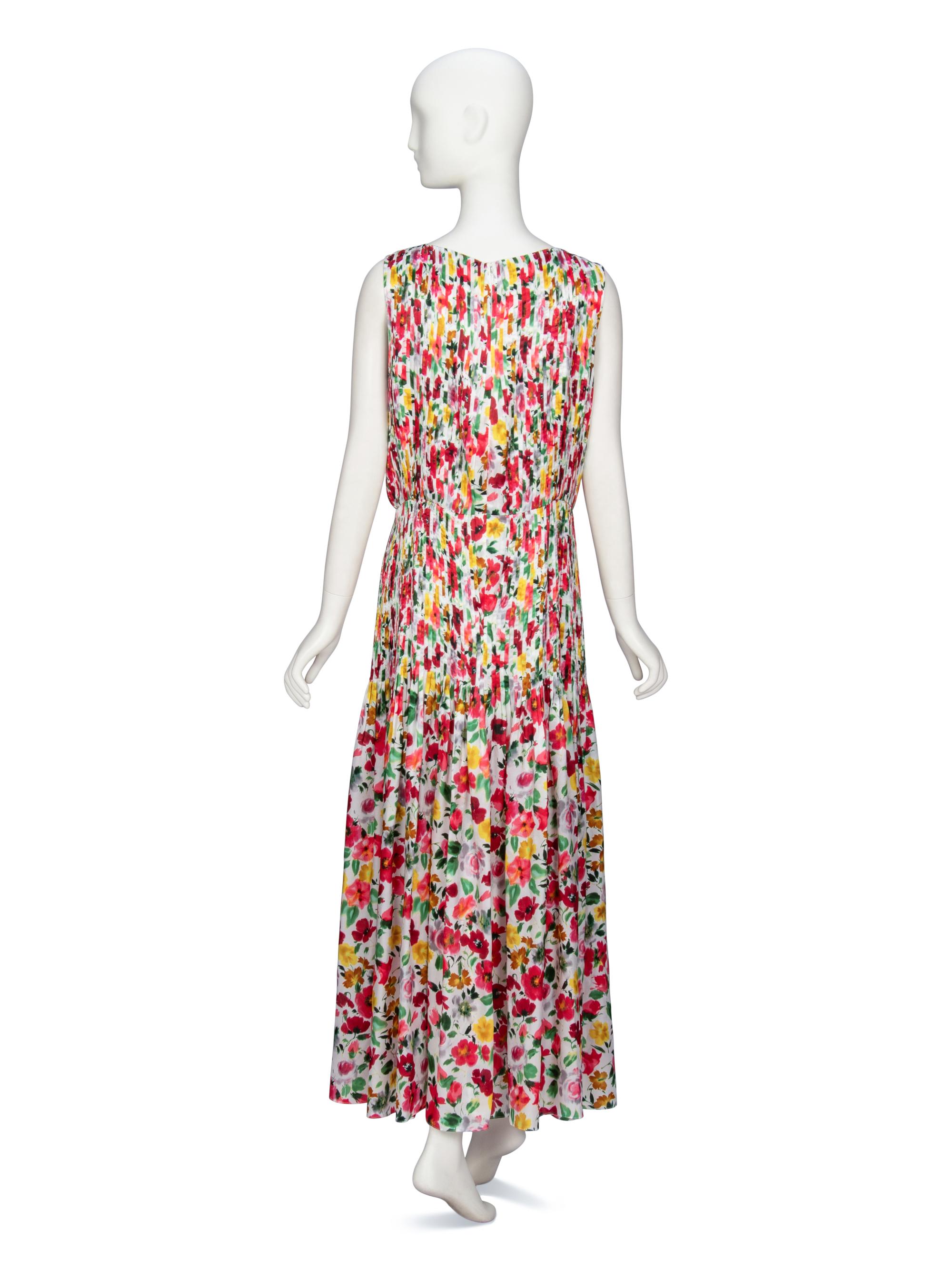 Oscar de la Renta, Floral Pintucked Silk Dress
