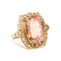 YELLOW GOLD, MORGANITE AND DIAMOND RING