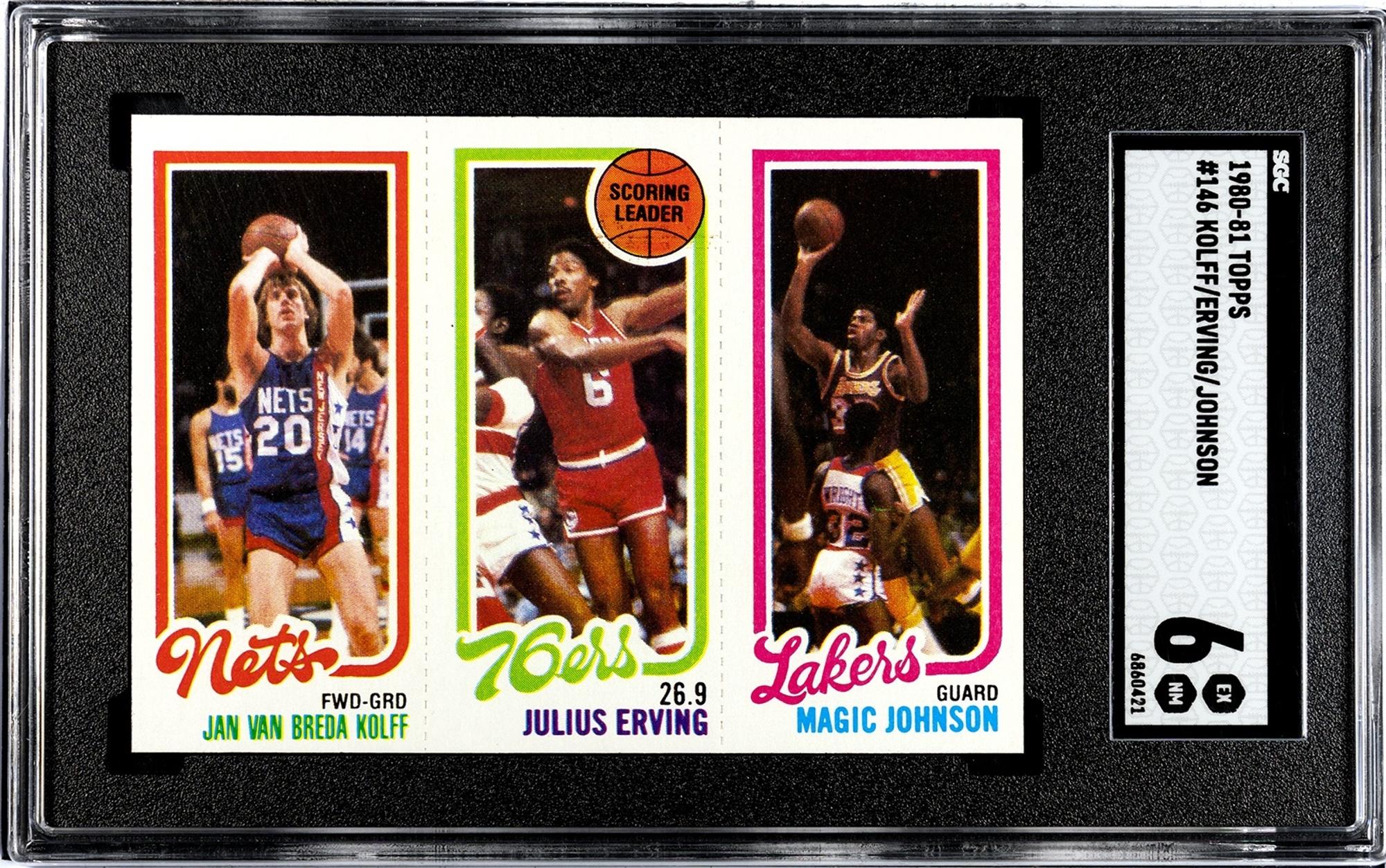 A Group of 1980-81 Topps Magic Johnson and Larry Bird Rookie Basketball Cards