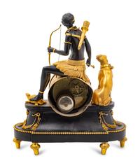 A Directoire Parcel Gilt and Patinated Bronze Pendule l'Afrique , after the Model by Jean-Simon Deverberie (French, 1784-1824)