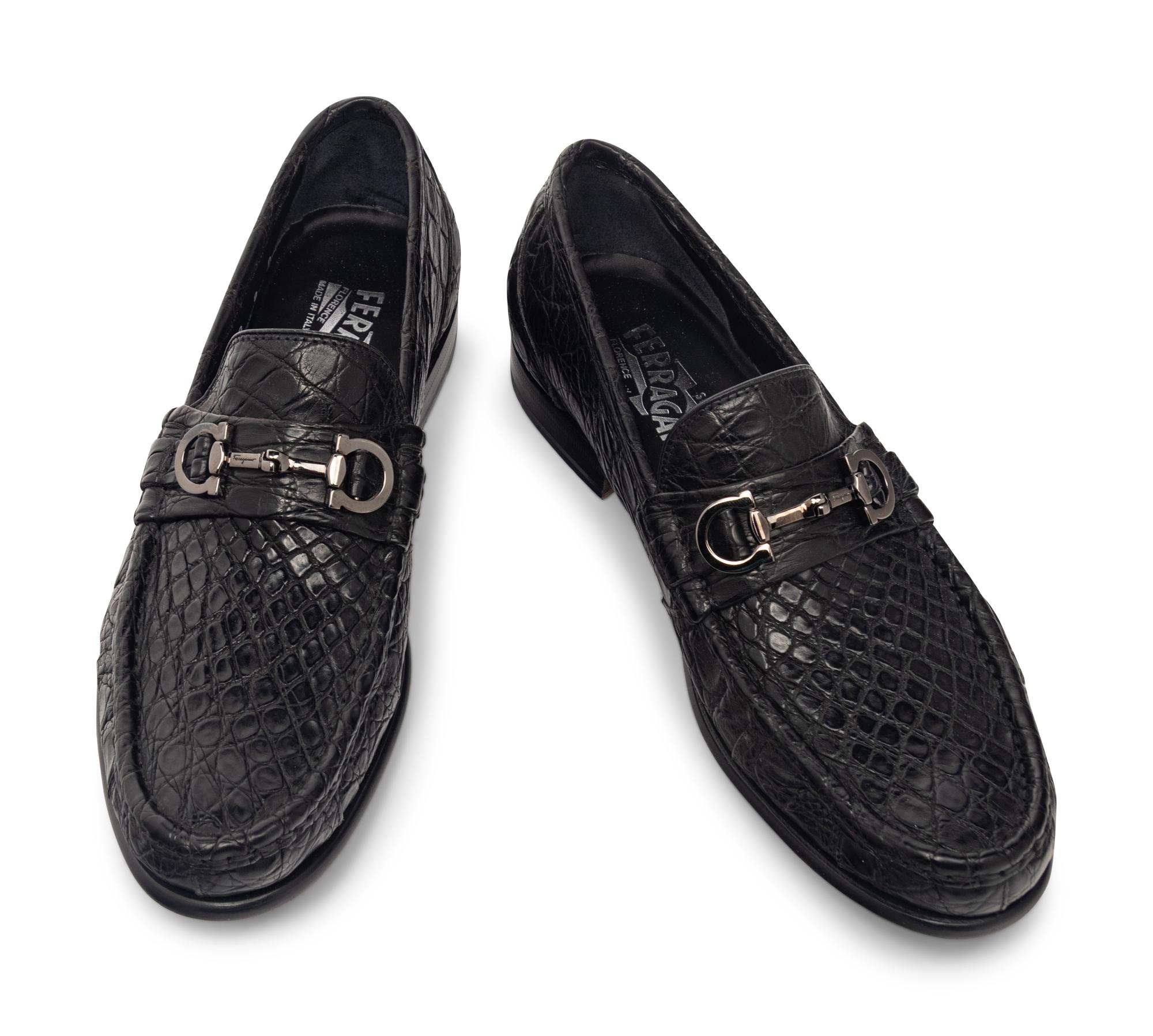 SALVATORE FERRAGAMO MEN'S CROCODILE LOAFERS