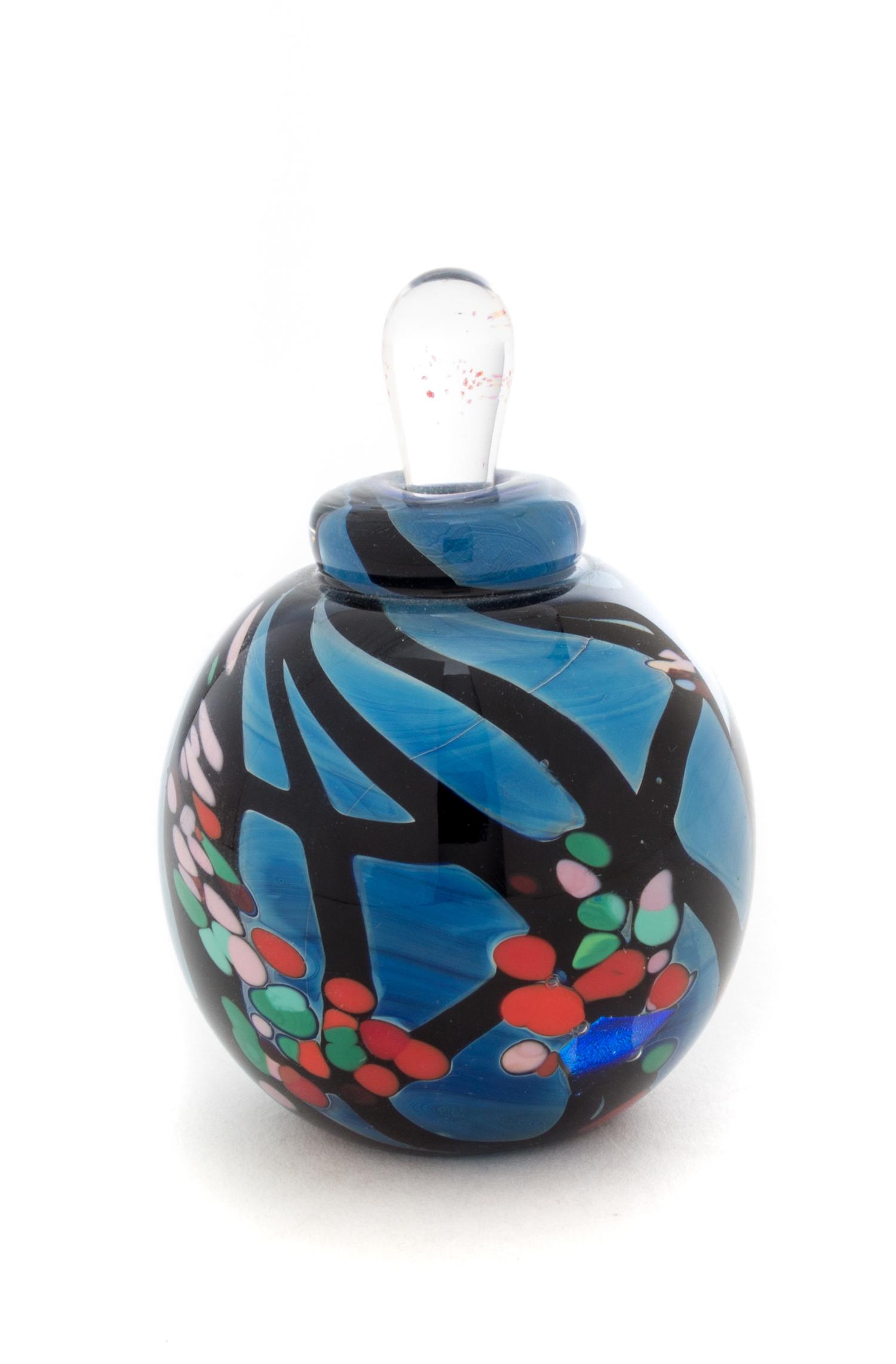 A Studio Glass Perfume Bottle, Rollin Karg Height 3 3/4 inches.
