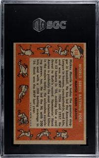 A 1958 Topps Mickey Mantle and Hank Aaron World Series Batting Foes Baseball Card No. 418 (SGC 6 EX/NM)