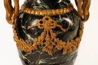 A Pair of French Gilt Bronze and Marble Urns