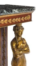 An Empire Style Gilt Bronze Mounted Mahogany and Mirrored Marble-Top Pier Table