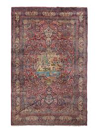 A Kirman Pictorial Wool Rug