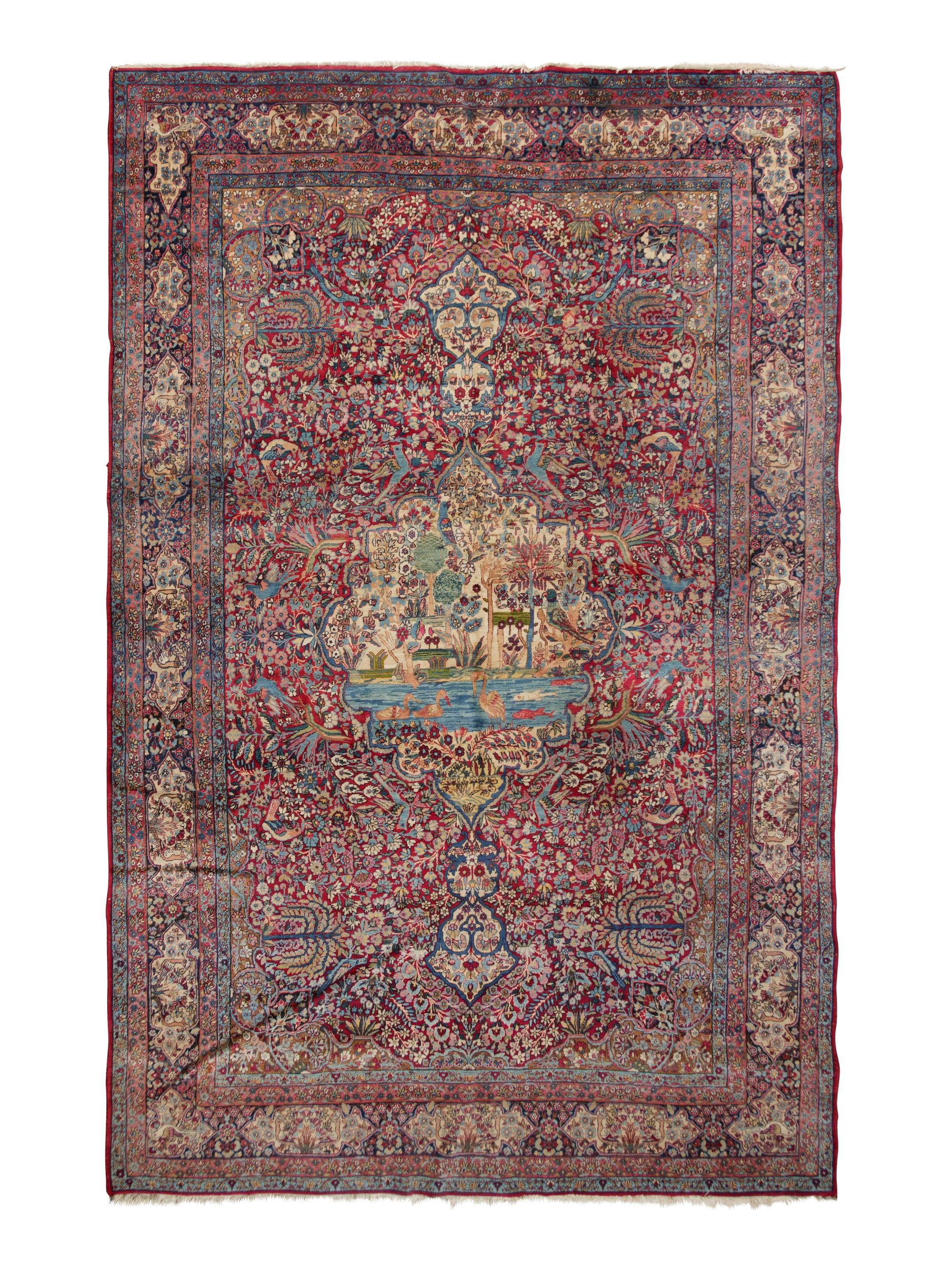 A Kirman Pictorial Wool Rug