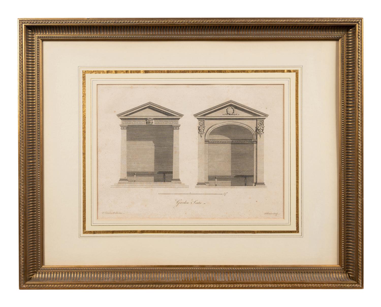 A Collection of Fifteen Engravings with Hand-Coloring of Architectural and Military Scenes