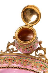 A French Gilt Bronze and Enameled Copper Ink Stand